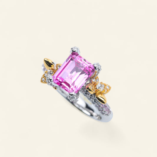 #FJ0202#  Ring with Pink Ruby & Zircon Accents