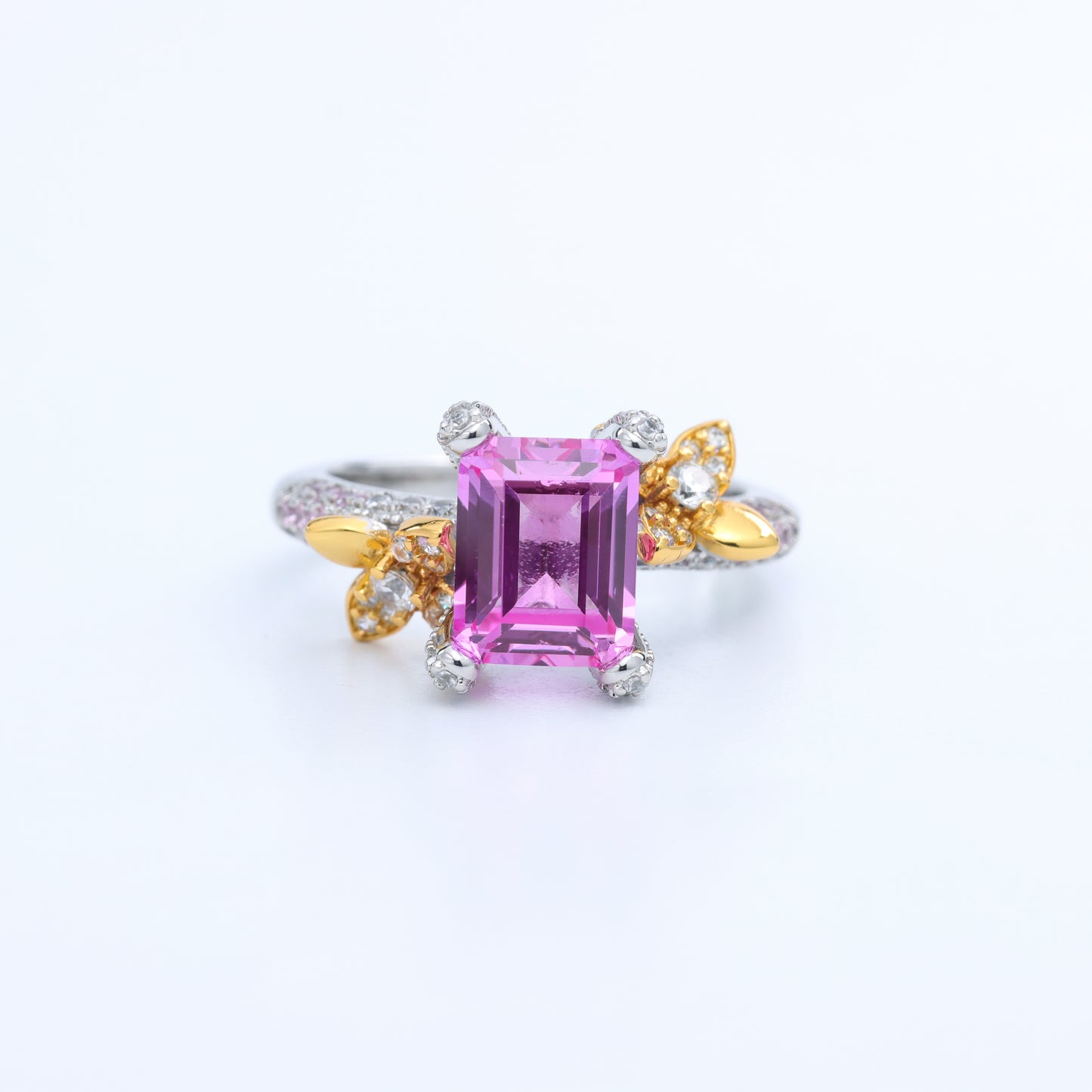 #FJ0202#  Ring with Pink Ruby & Zircon Accents