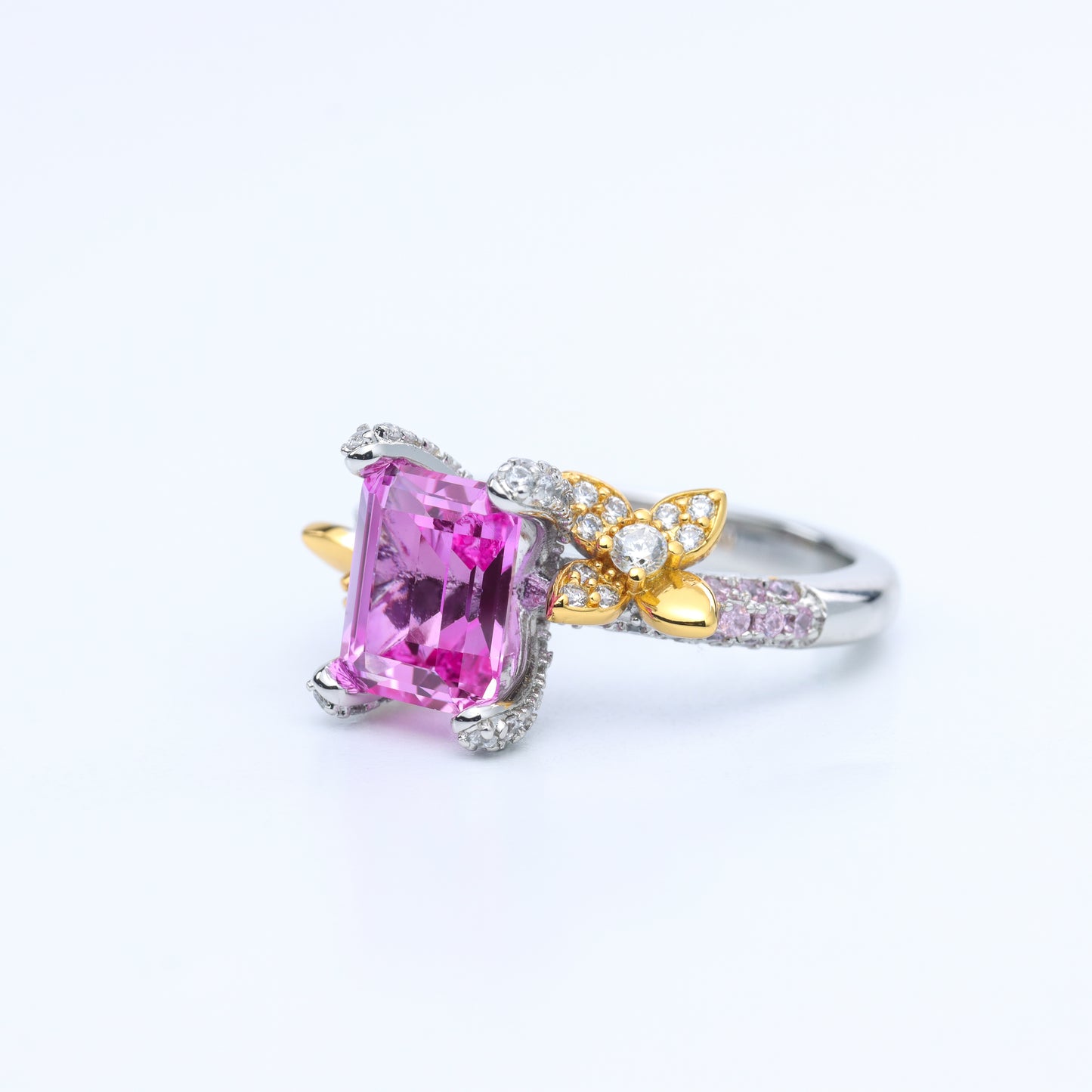 #FJ0202#  Ring with Pink Ruby & Zircon Accents