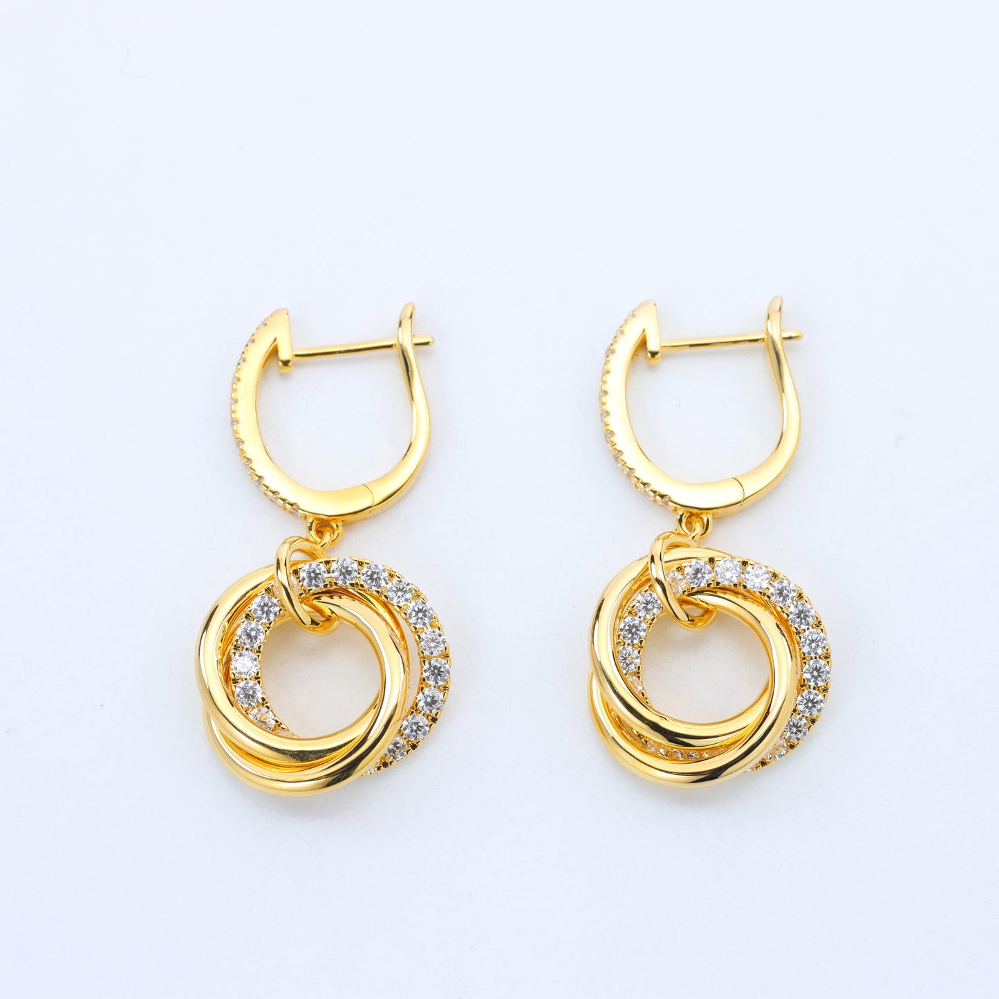 #BE0235# Zircon Hoop Dangle Earrings