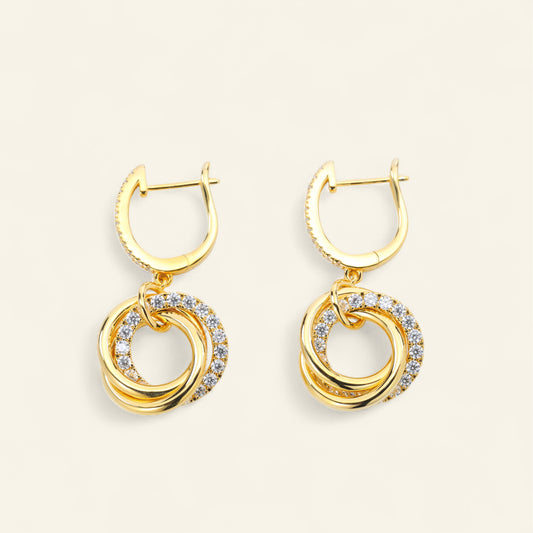 #BE0235# Zircon Hoop Dangle Earrings