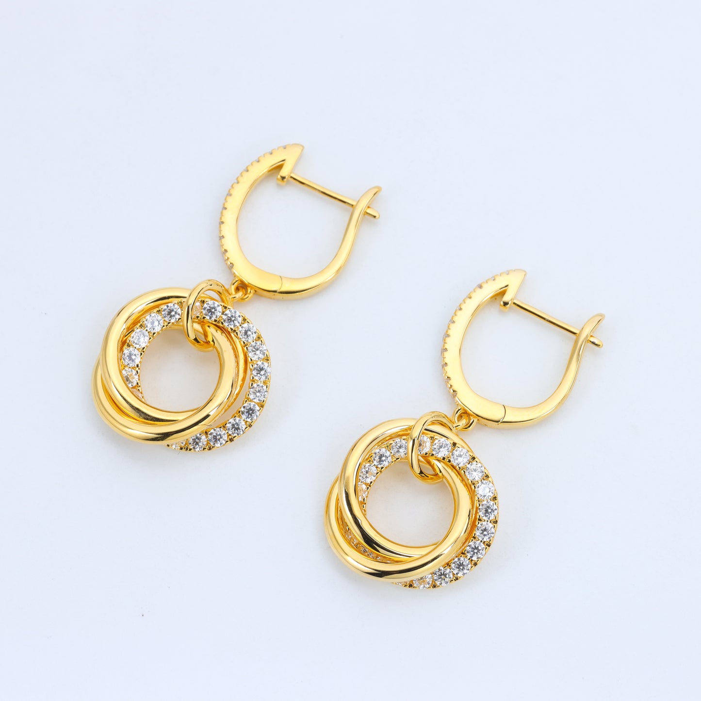 #BE0235# Zircon Hoop Dangle Earrings