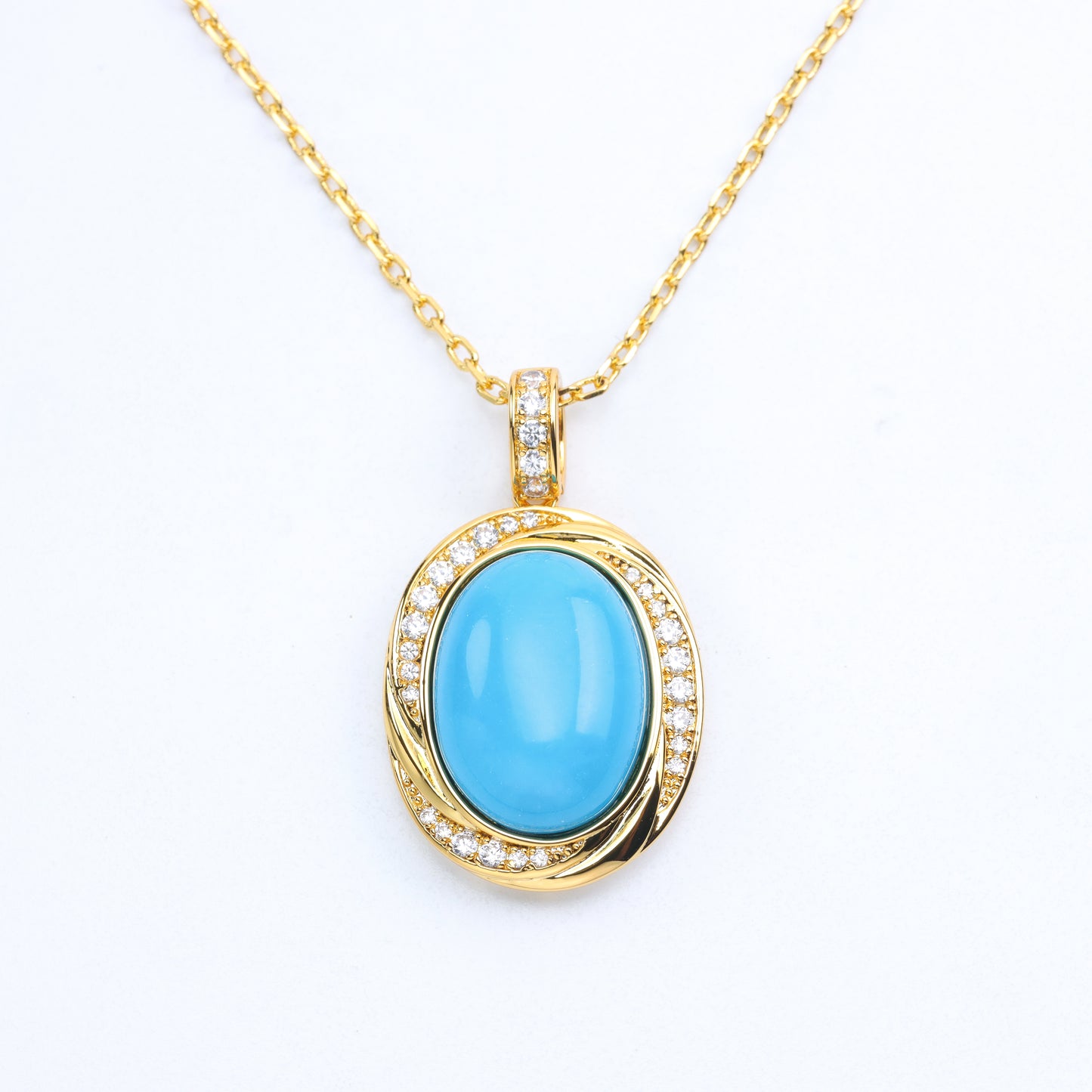 #LD0150# Necklace with Turquoise and Zirconia