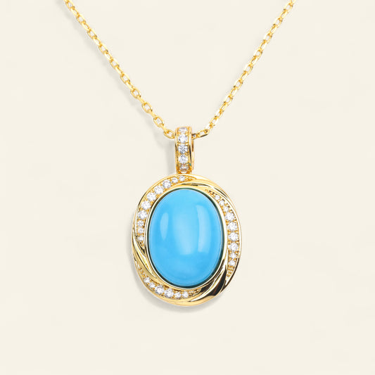 #LD0150# Necklace with Turquoise and Zirconia