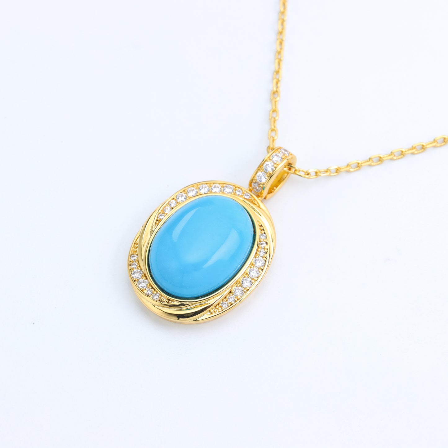 #LD0150# Necklace with Turquoise and Zirconia