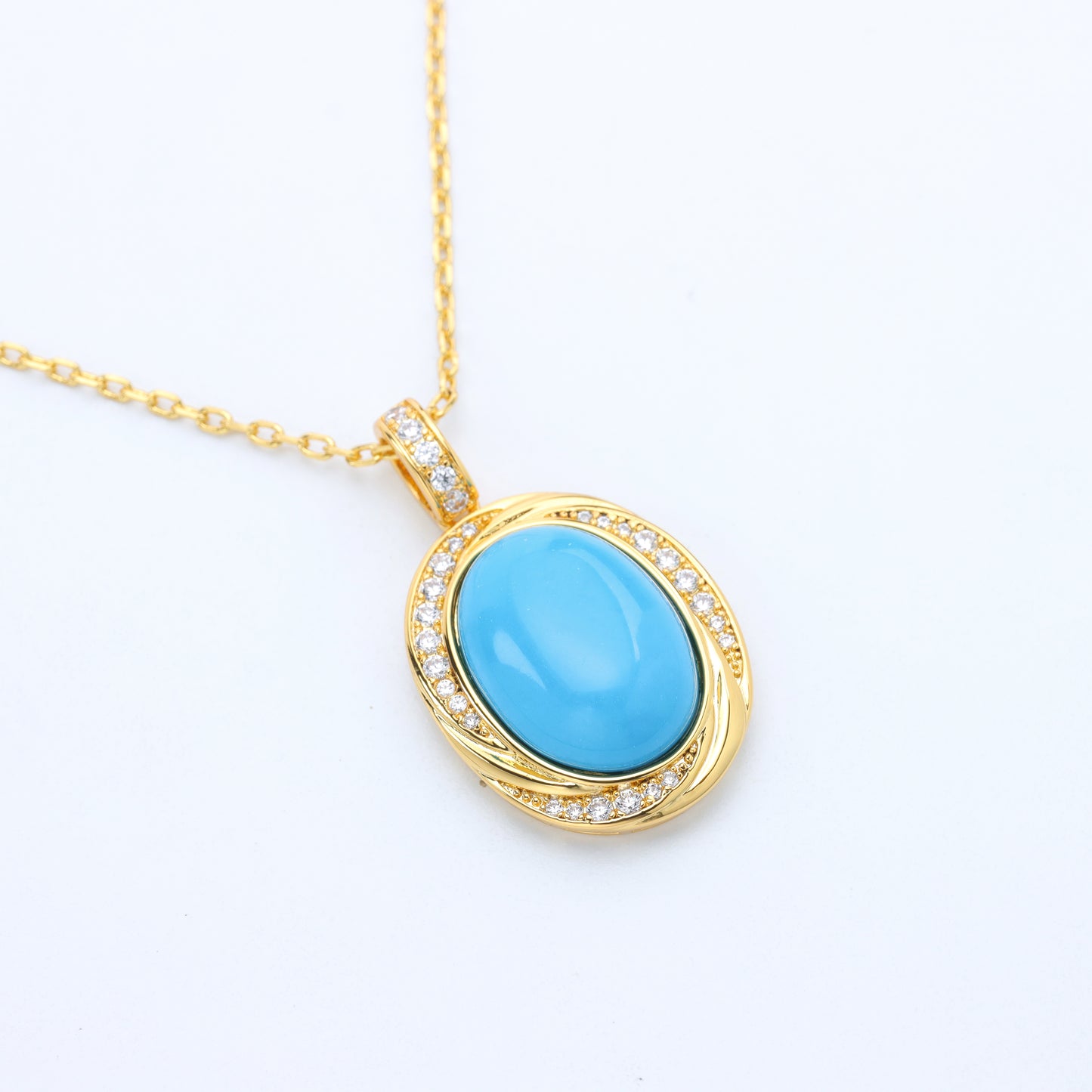 #LD0150# Necklace with Turquoise and Zirconia