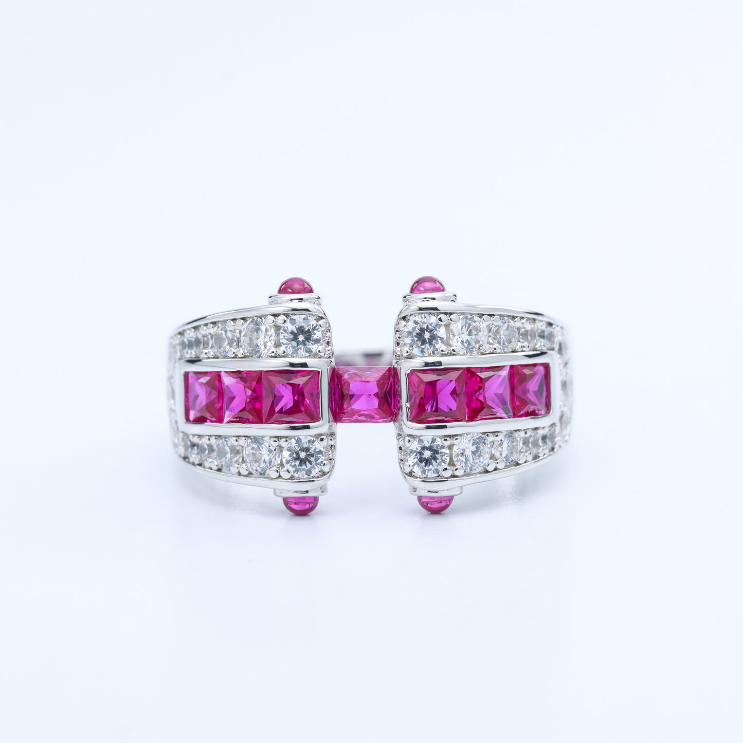 #HJ0195# Ruby & Zircon Statement Ring
