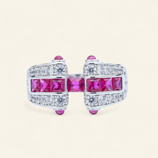 #HJ0195# Ruby & Zircon Statement Ring