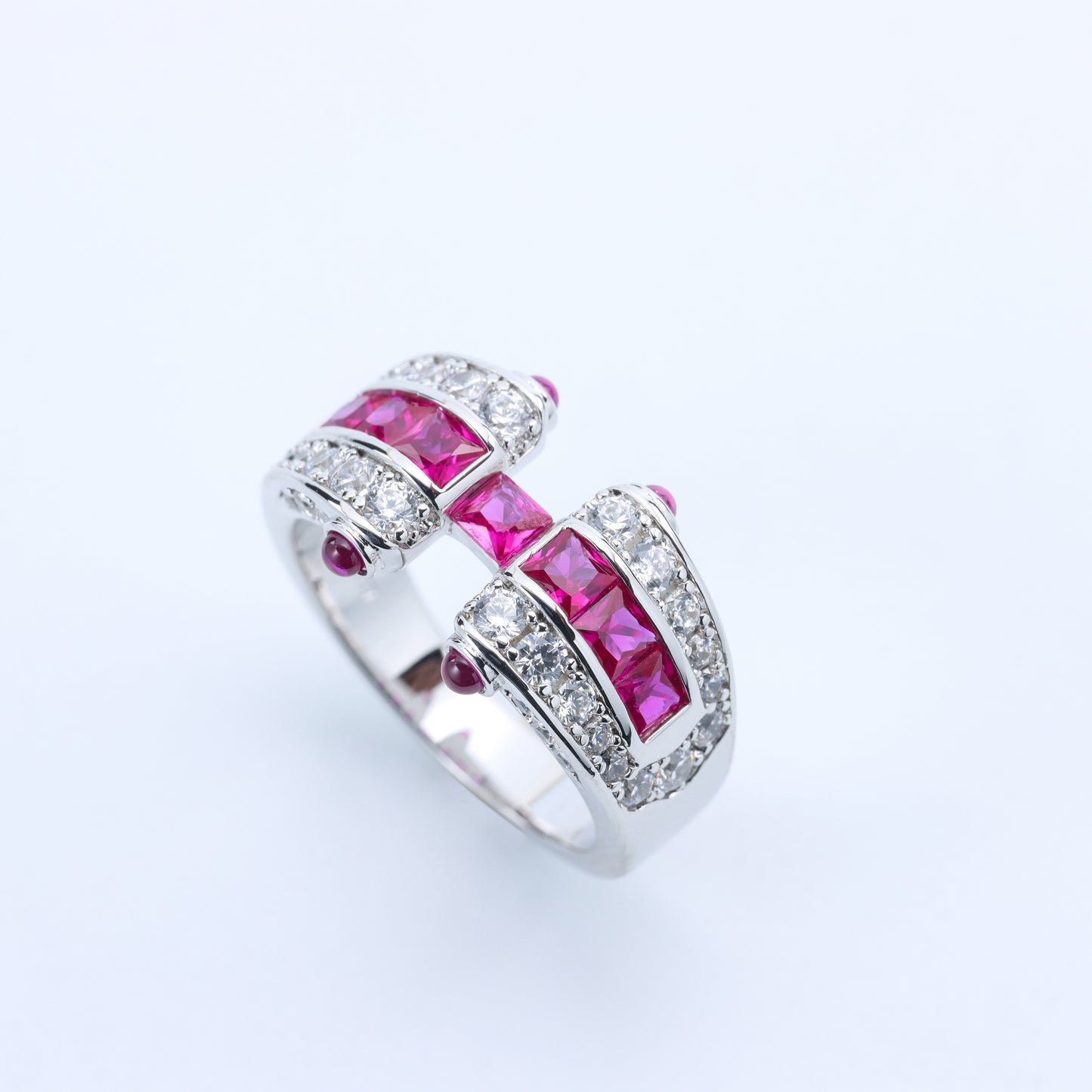 #HJ0195# Ruby & Zircon Statement Ring