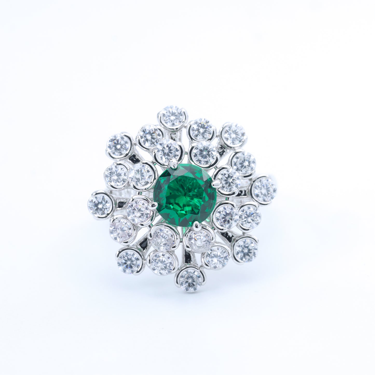 #LJ0213# Ring with Emerald  – Luxurious Floral Design