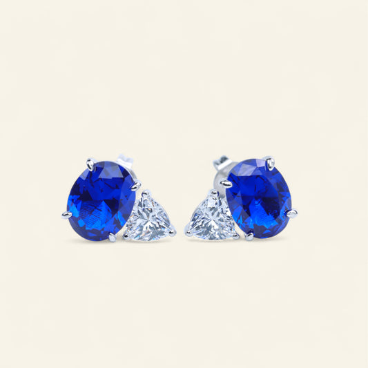 #LE0232# Stud Earrings with Blue Sapphire