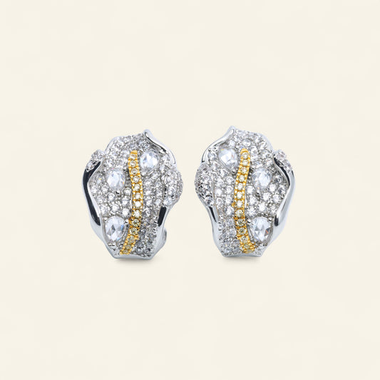 #E1201128#  Zircon Encrusted Statement Stud Earrings