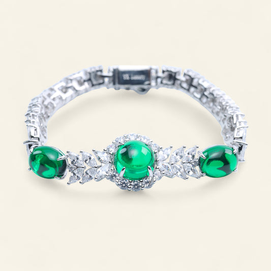 #BE320124# Bracelet with Green Emerald Design – Wheat Motif