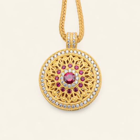 #NL120048# Necklace with Zircon & Ruby Pendant