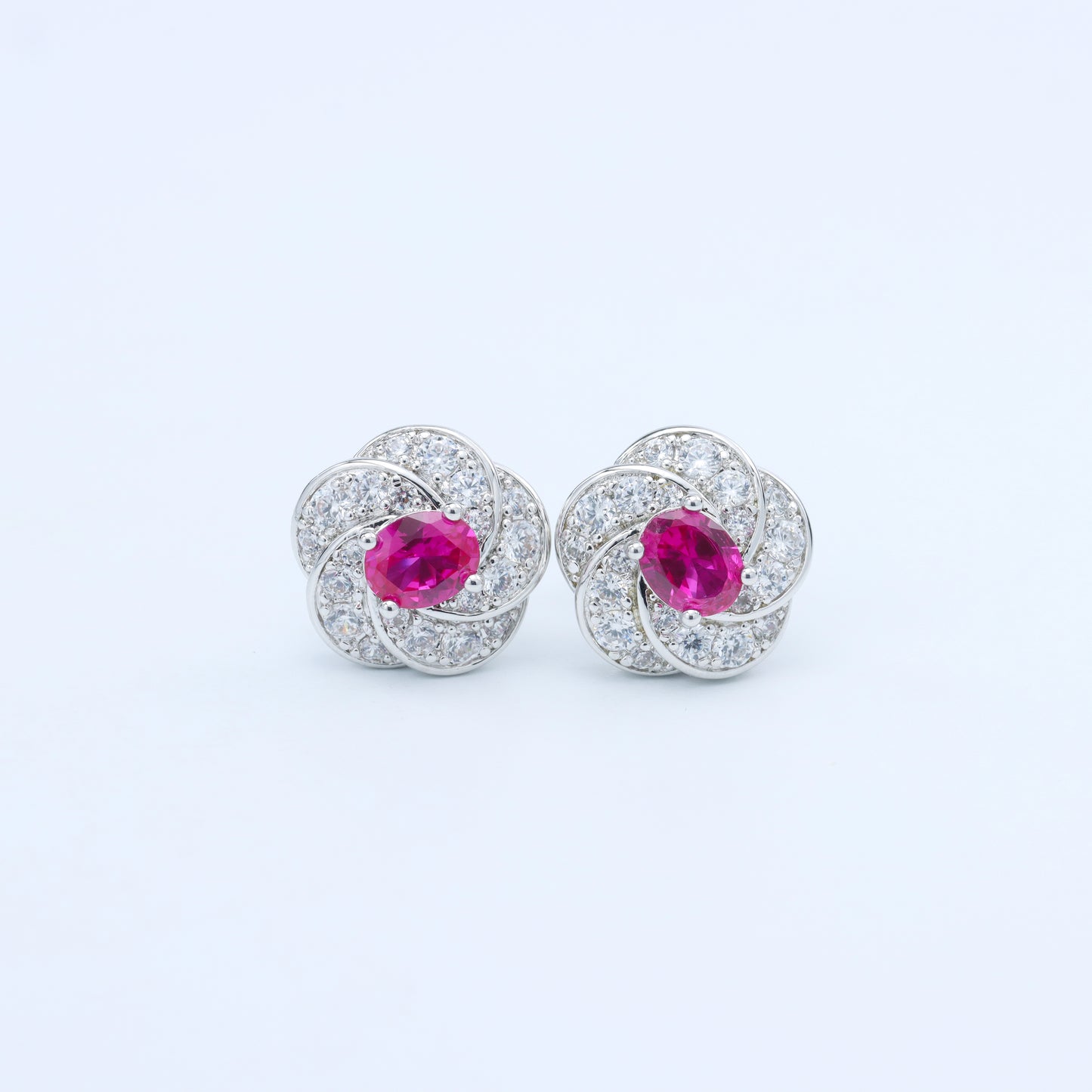 #E120048# Zirconia Floral Stud Earrings