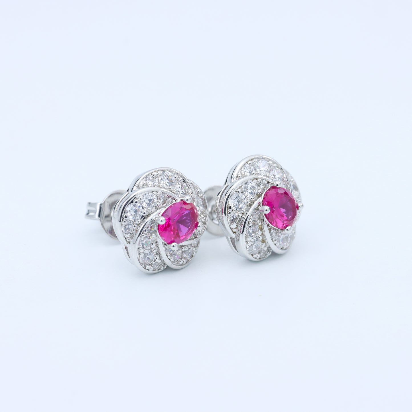 #E120048# Zirconia Floral Stud Earrings