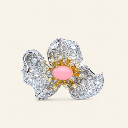 #FJ0061#  Ring with Pink Conch Pearl Center