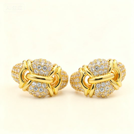 #BE0234# Zircon Stud Earrings – Medieval Retro Style