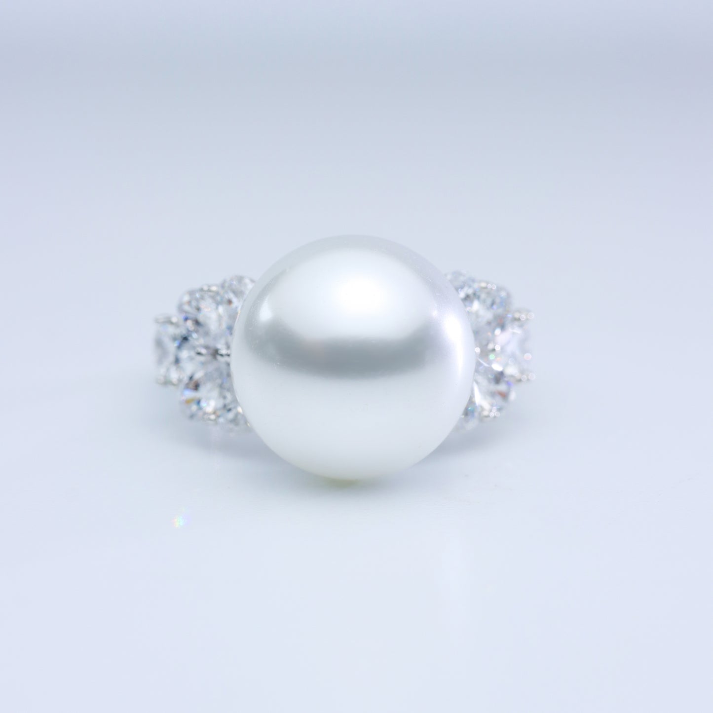 #JZ0127# Ring with White Pearl & Zircon Accents