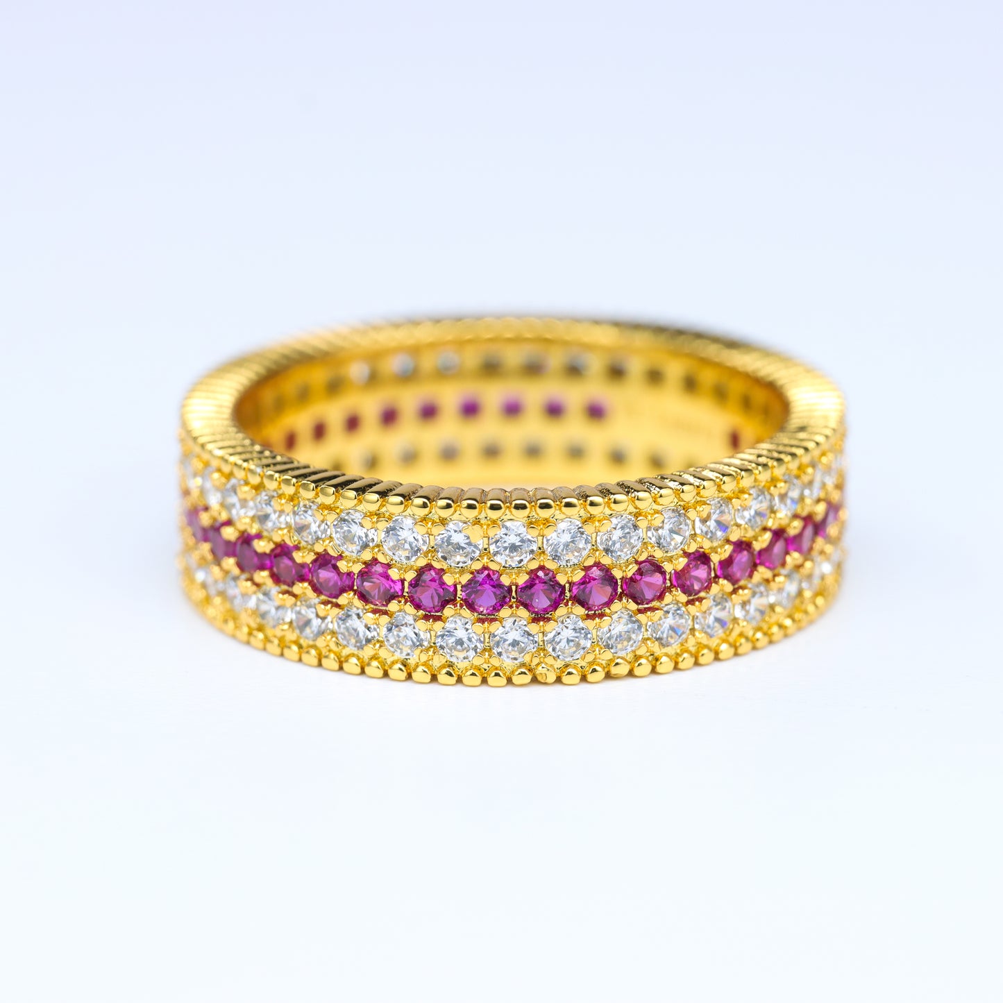 #HJ0114# Ring with Ruby & Zircon Accents
