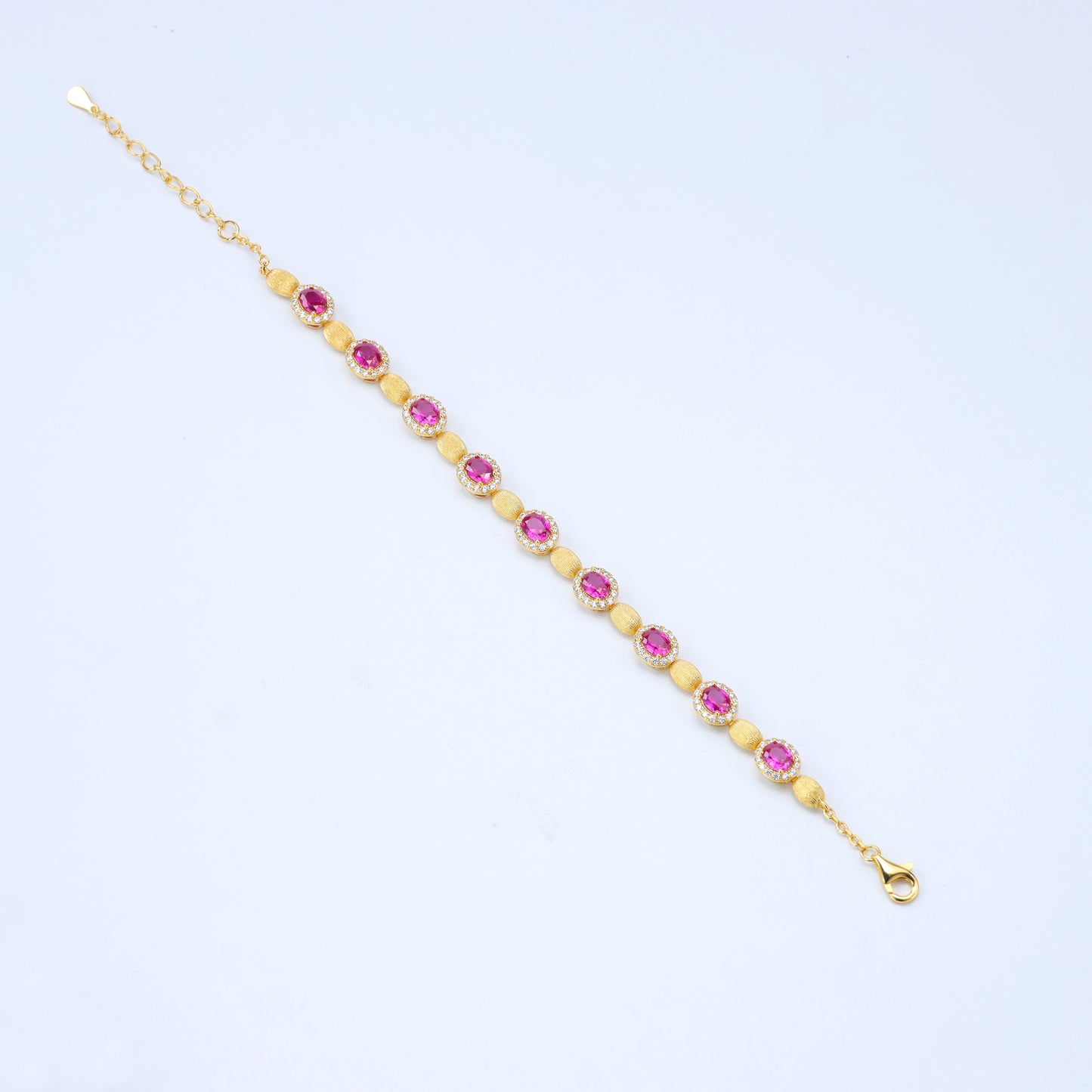 #SH0169#  Bracelet with Sparkling Zircon Accents & Ruby Stones