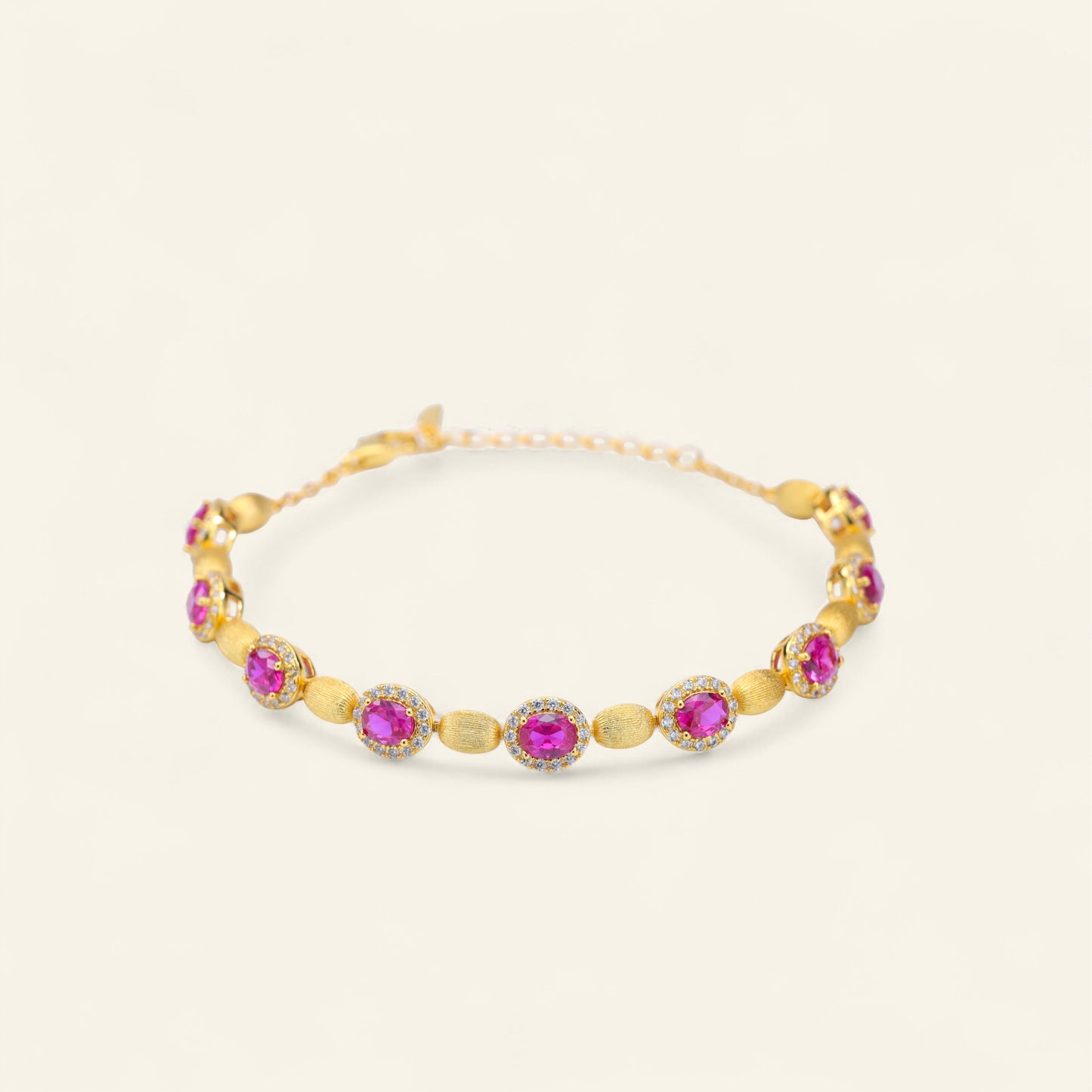 #SH0169#  Bracelet with Sparkling Zircon Accents & Ruby Stones