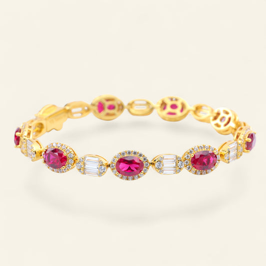 #B12305# Bracelet with Oval Cut Red Gemstone